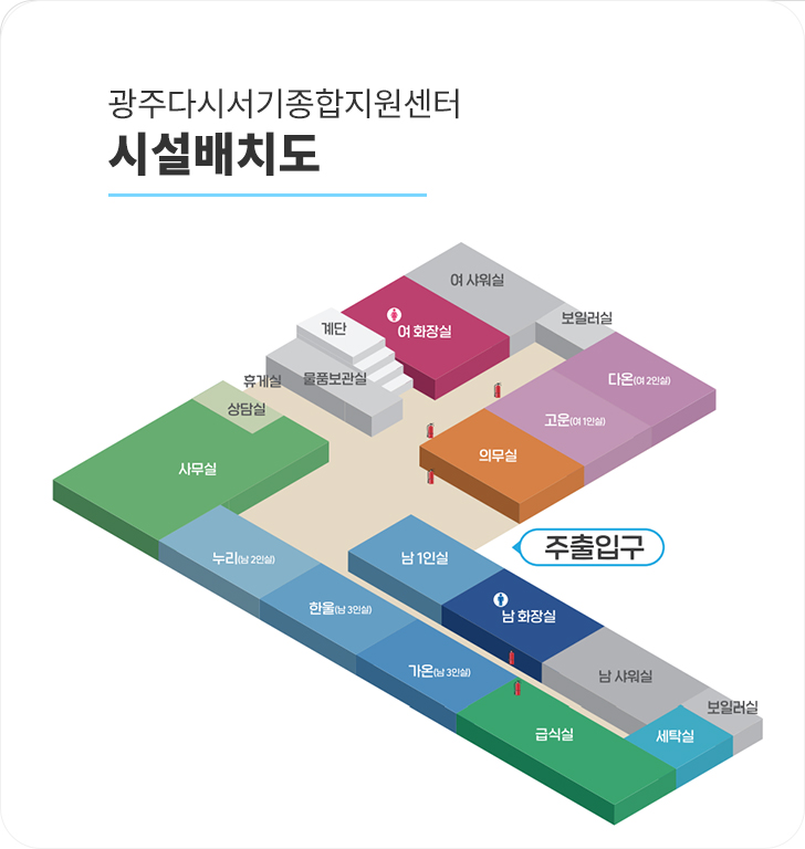 광주다시서기지원센터 시설배치도